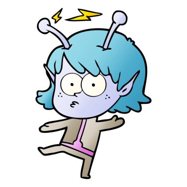 vektör çizim karikatür uzaylı kız