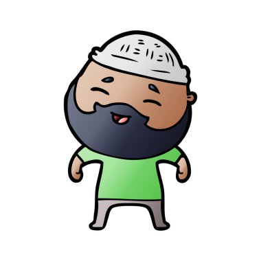 Çizgi film mutlu sakallı adam