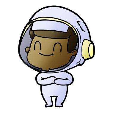 mutlu karikatür astronot adam