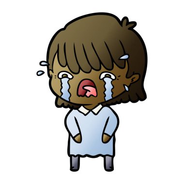 vektör çizim karikatür kız ağlıyor