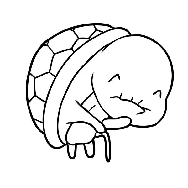 带手杖的老海龟的可爱线条画 — 图库矢量图片