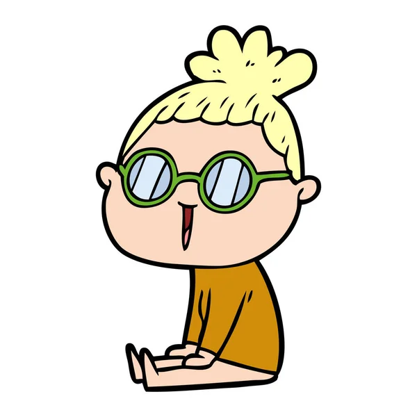 Cartoon Frau Mit Brille — Stockvektor