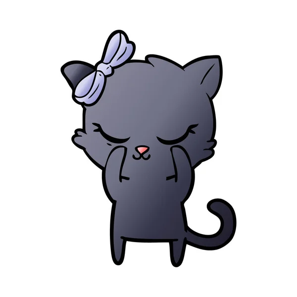 Roztomilý Kreslený Kočka Bow — Stockový vektor