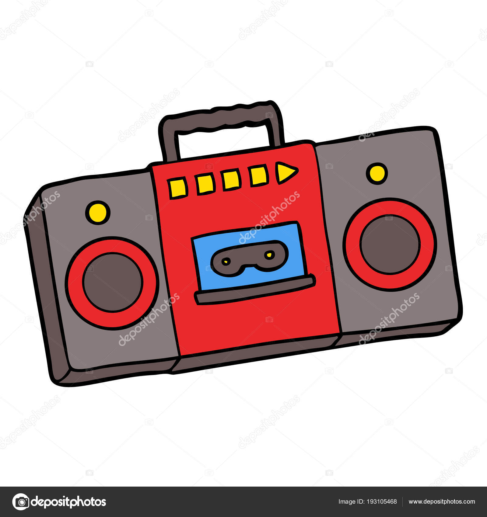 Cartoon Retro Cassette Tape Player Stock Vector Image by
