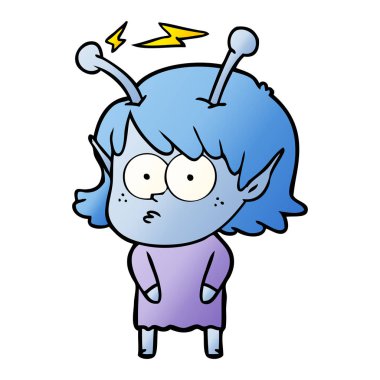 vektör çizim karikatür uzaylı kız