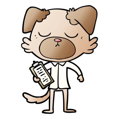 sevimli çizgi köpek Office gömlek giymiş