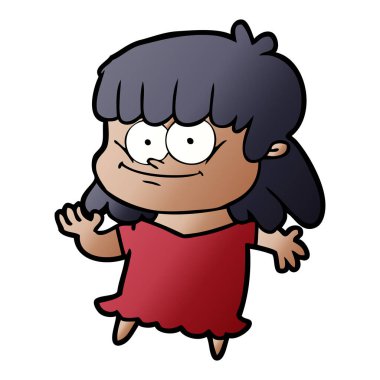 Çizgi filmdeki kadının vektör çizimi