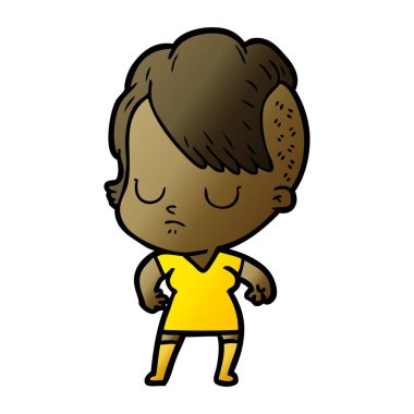 Çizgi filmdeki kadının vektör çizimi