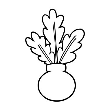 Cam vazo içinde sunulan bir houseplant çizgi çizme