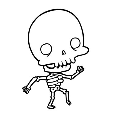 dans eden bir iskeletin sevimli çizgi çizme