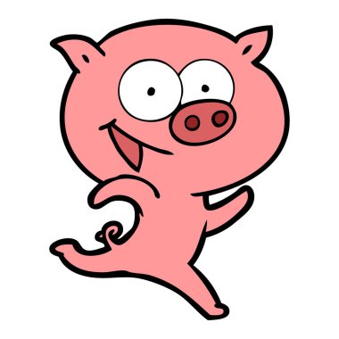 neşeli çalışan domuz çizgi film