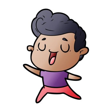 mutlu çizgi film adam vektör çizim