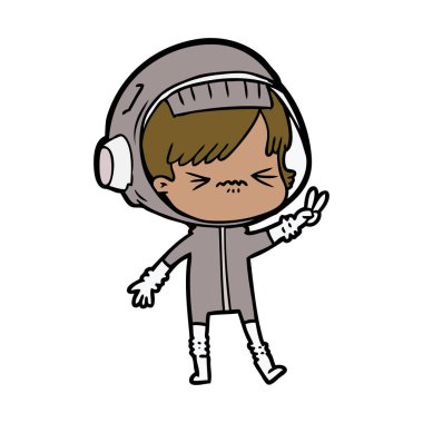 iki parmak tutan kızgın çizgi film alan kız