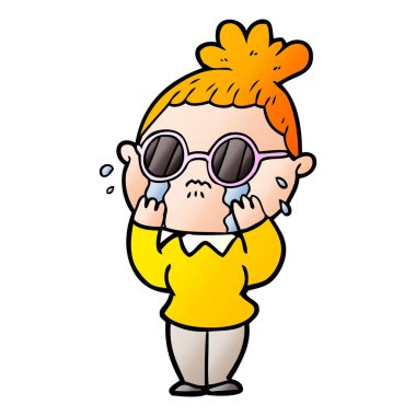 çizgi film ağlayan kadın gözlük takıyor