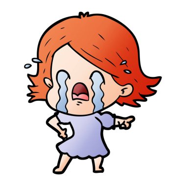 vektör çizim karikatür kadının ağladığını