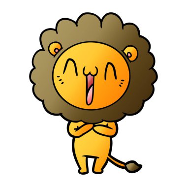 mutlu karikatür aslan vektör çizim