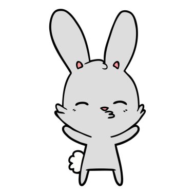 meraklı bunny çizgi vektör çizim