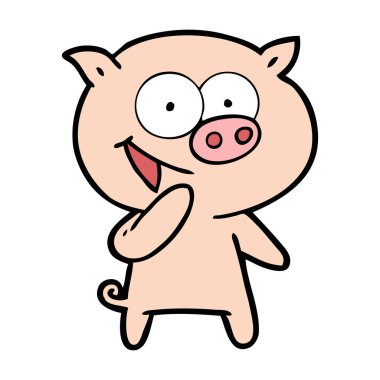 domuz karikatür gülen vektör çizim