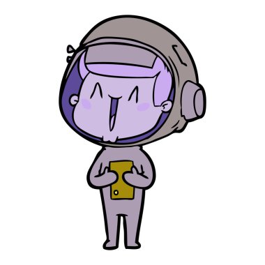 mutlu karikatür astronot vektör çizim