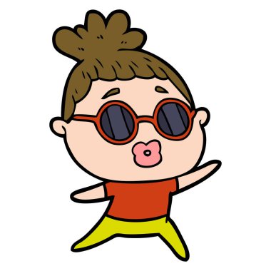 çizgi film dans eden kadın güneş gözlüğü takıyor