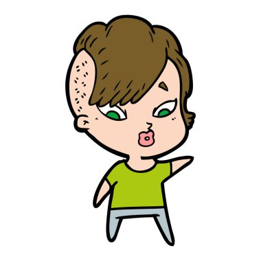 vektör çizim karikatür sürpriz kız