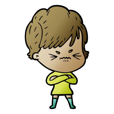 Çizgi filmdeki kadının vektör çizimi