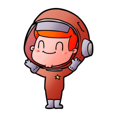 mutlu karikatür astronot adam