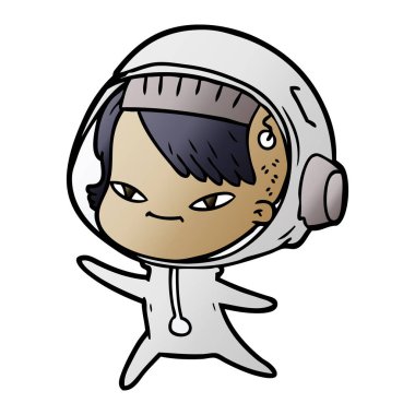 vektör çizim karikatür astronot kadın