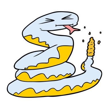 vektör çizim karikatür kızgın çıngıraklı yılan