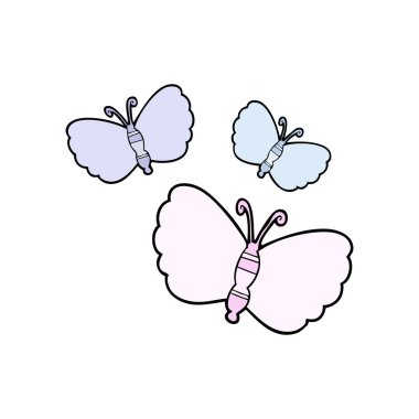 Çizgi film kelebeklerinin vektör çizimi