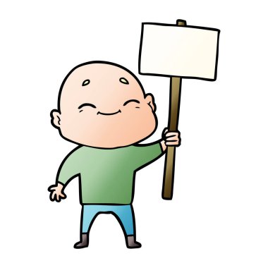 vektör çizim karikatür kel adam