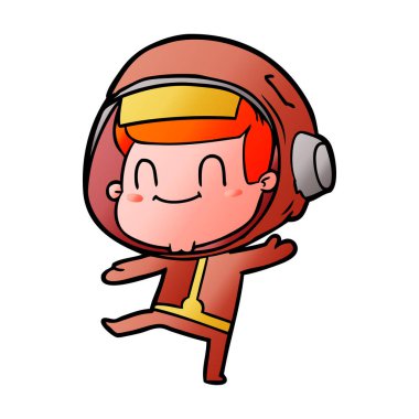 mutlu karikatür astronot adam
