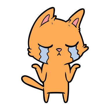 Karikatür kedi shrugging ağlıyor