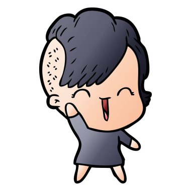 karikatür mutlu hippi kız