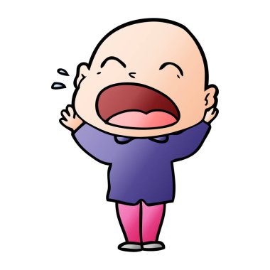 karikatür bağırarak kel adam