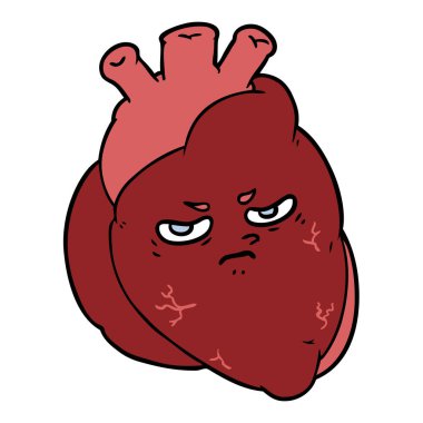 Karikatür kalp çiziminin vektör çizimi