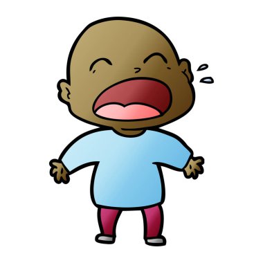 karikatür bağırarak kel adam