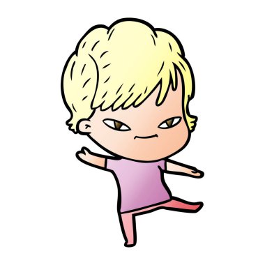 vektör çizim karikatür mutlu kadın