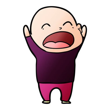 karikatür bağırarak kel adam