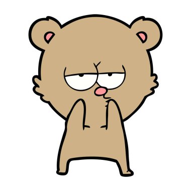 vektör çizim sıkılmış ayı çizgi film