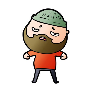 Sakallı endişeli adam çizgi film