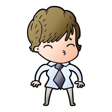 vektör çizim karikatür kadın düşünme