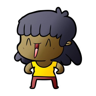 Çizgi filmdeki kadının vektör çizimi