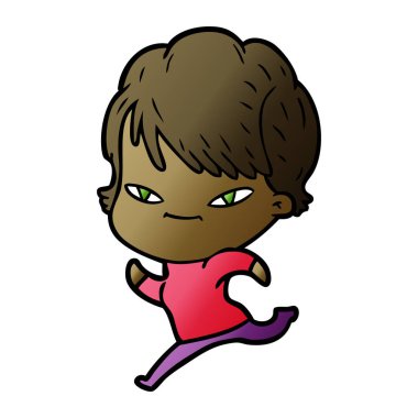 vektör çizim karikatür mutlu kadın