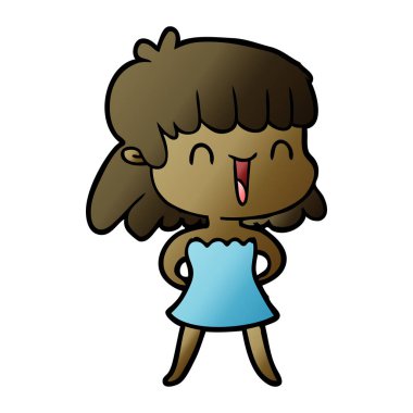 Çizgi filmdeki kadının vektör çizimi