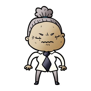 karikatür rahatsız yaşlı kadın