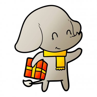 sevimli çizgi Noel fil