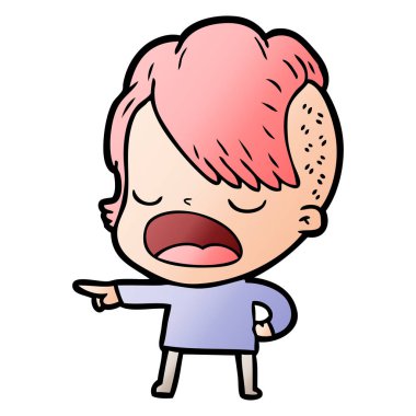 konuşuyor karikatür serin hippi kız