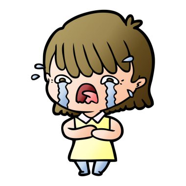 vektör çizim karikatür kız ağlıyor