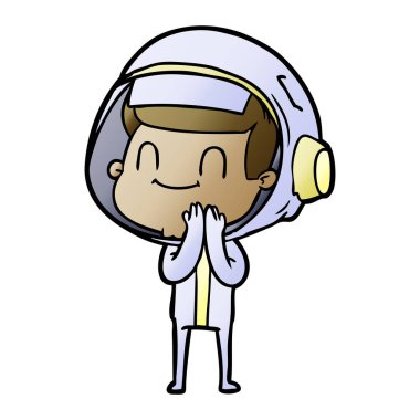 mutlu karikatür astronot vektör çizim